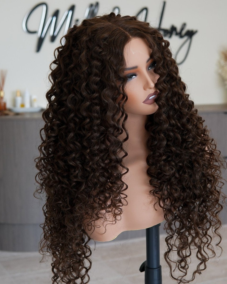 SHIRLEY Dark Brown Curl Lace Front Wig - Milk & Honey Wigs