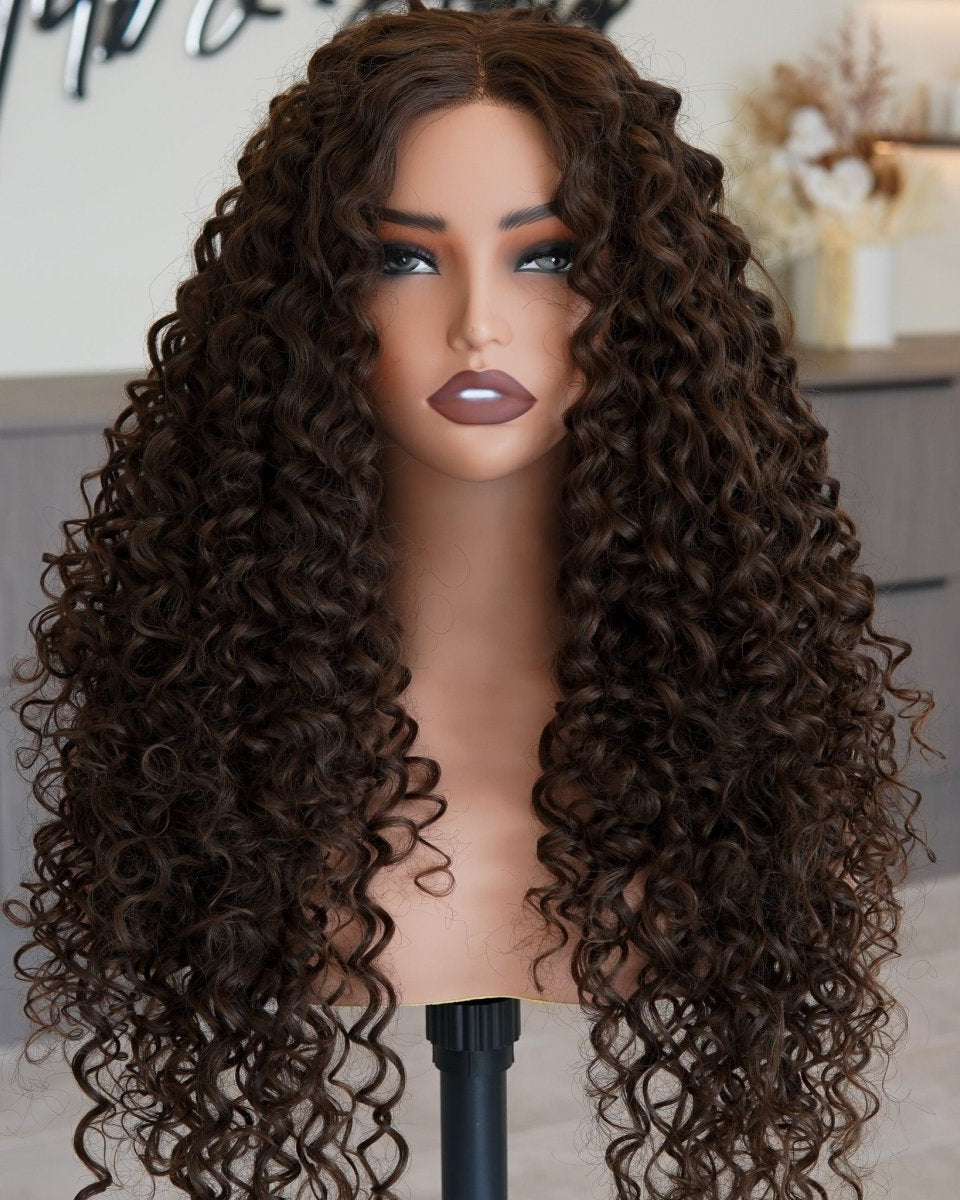 SHIRLEY Dark Brown Curl Lace Front Wig - Milk & Honey Wigs