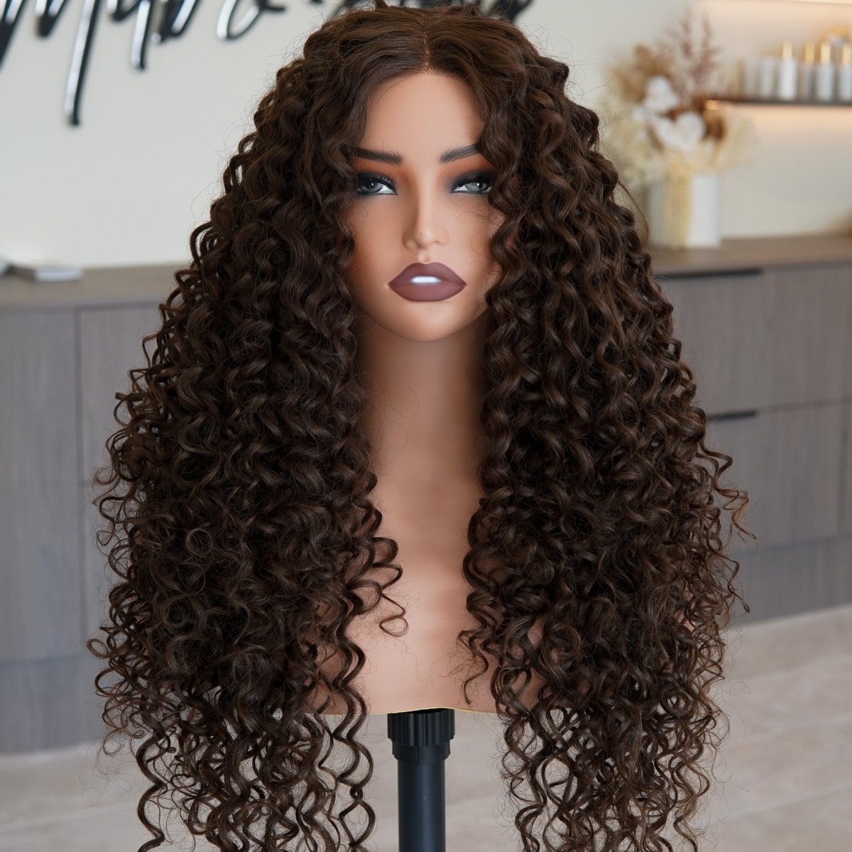SHIRLEY Dark Brown Curl Lace Front Wig - Milk & Honey Wigs