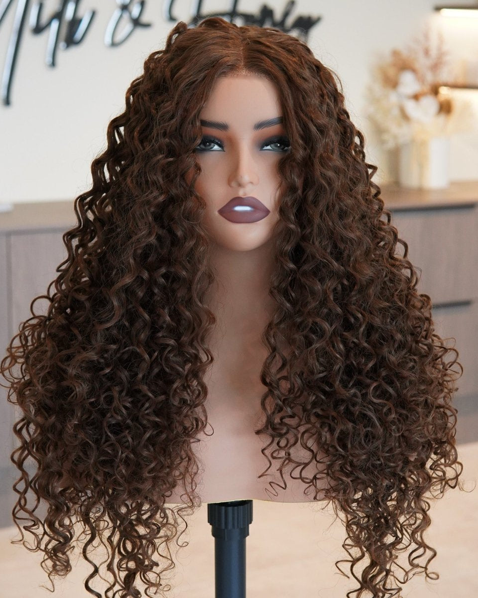 SHIRLEY Medium Brown Curl Lace Front Wig - Milk & Honey Wigs