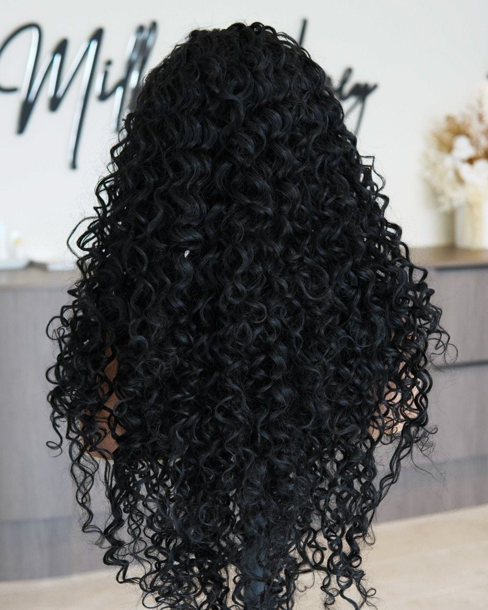 SHIRLEY Natural Black Curl Lace Front Wig - Milk & Honey Wigs
