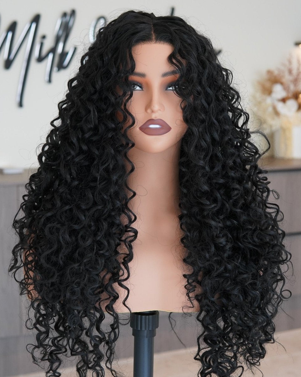 SHIRLEY Natural Black Curl Lace Front Wig - Milk & Honey Wigs