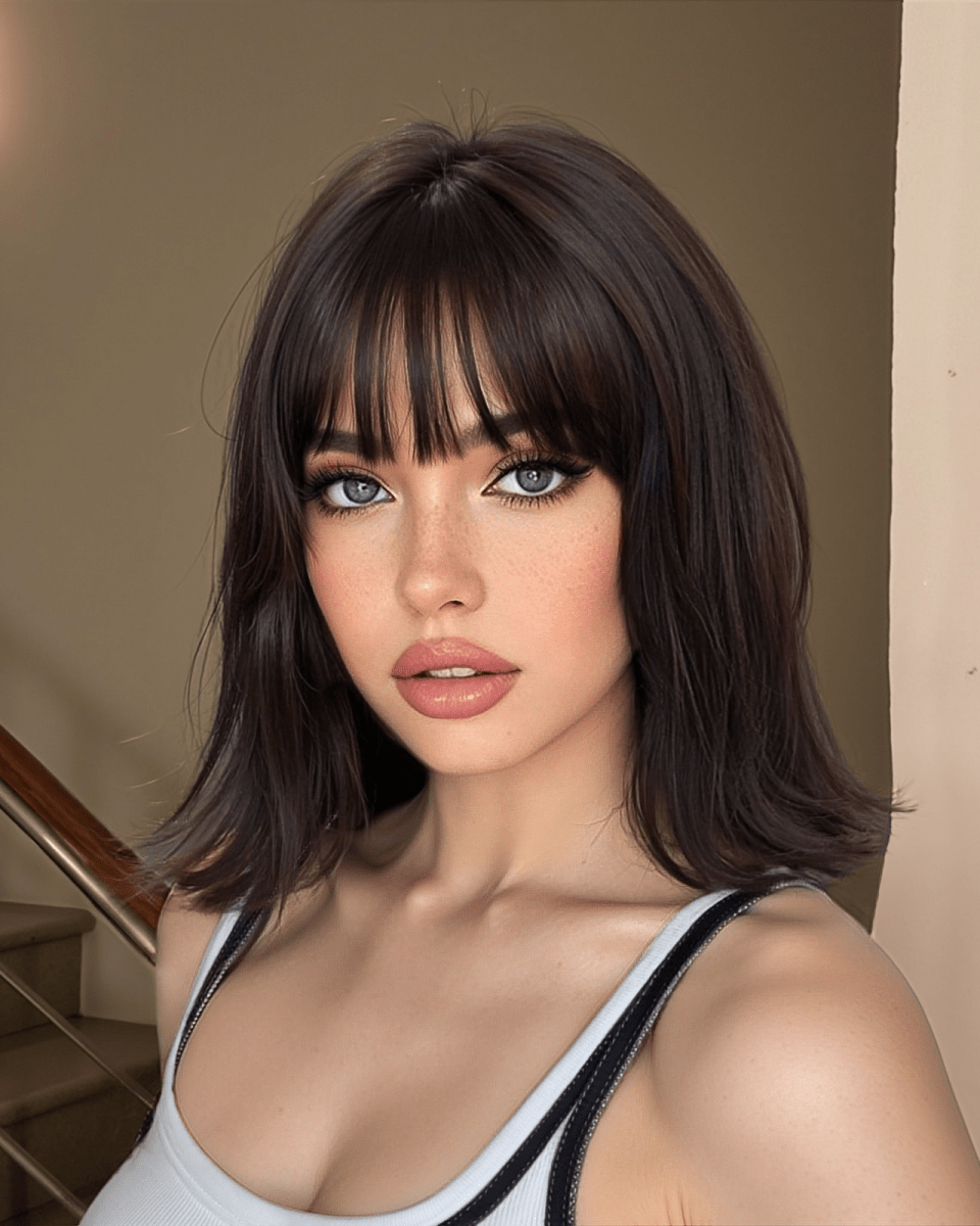 Short Dark Brown Bob Wispy Fringe Wig - MARKETPLACE - Milk & Honey Wigs