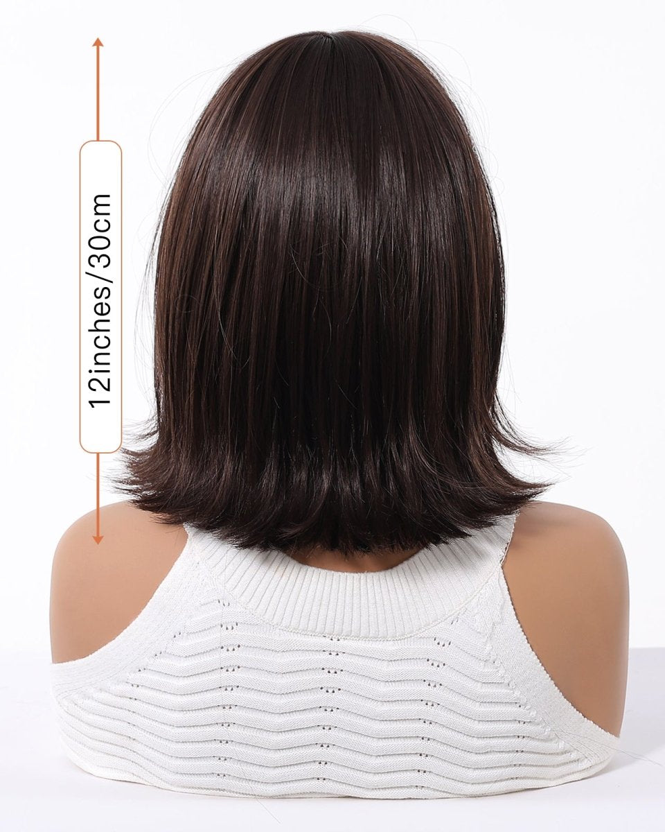 Short Dark Brown Bob Wispy Fringe Wig - MARKETPLACE - Milk & Honey Wigs