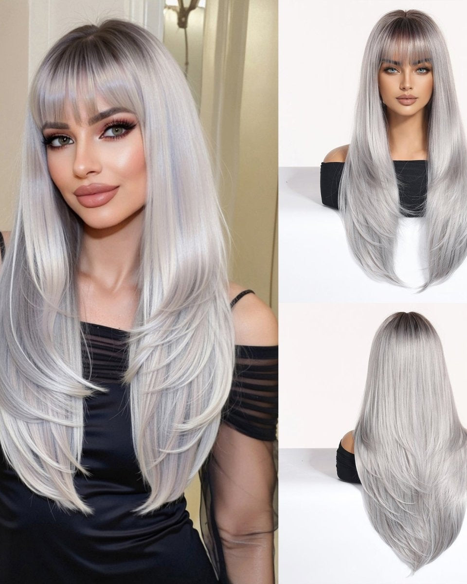 Silver - Gray With Darker Roots Wig - MARKETPLACE - Milk & Honey Wigs