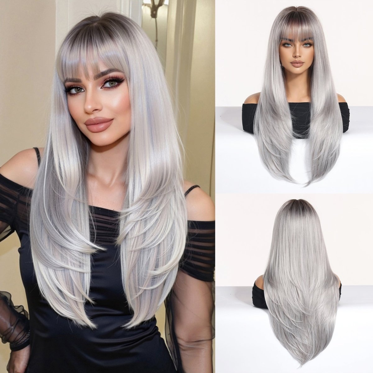 Silver - Gray With Darker Roots Wig - MARKETPLACE - Milk & Honey Wigs