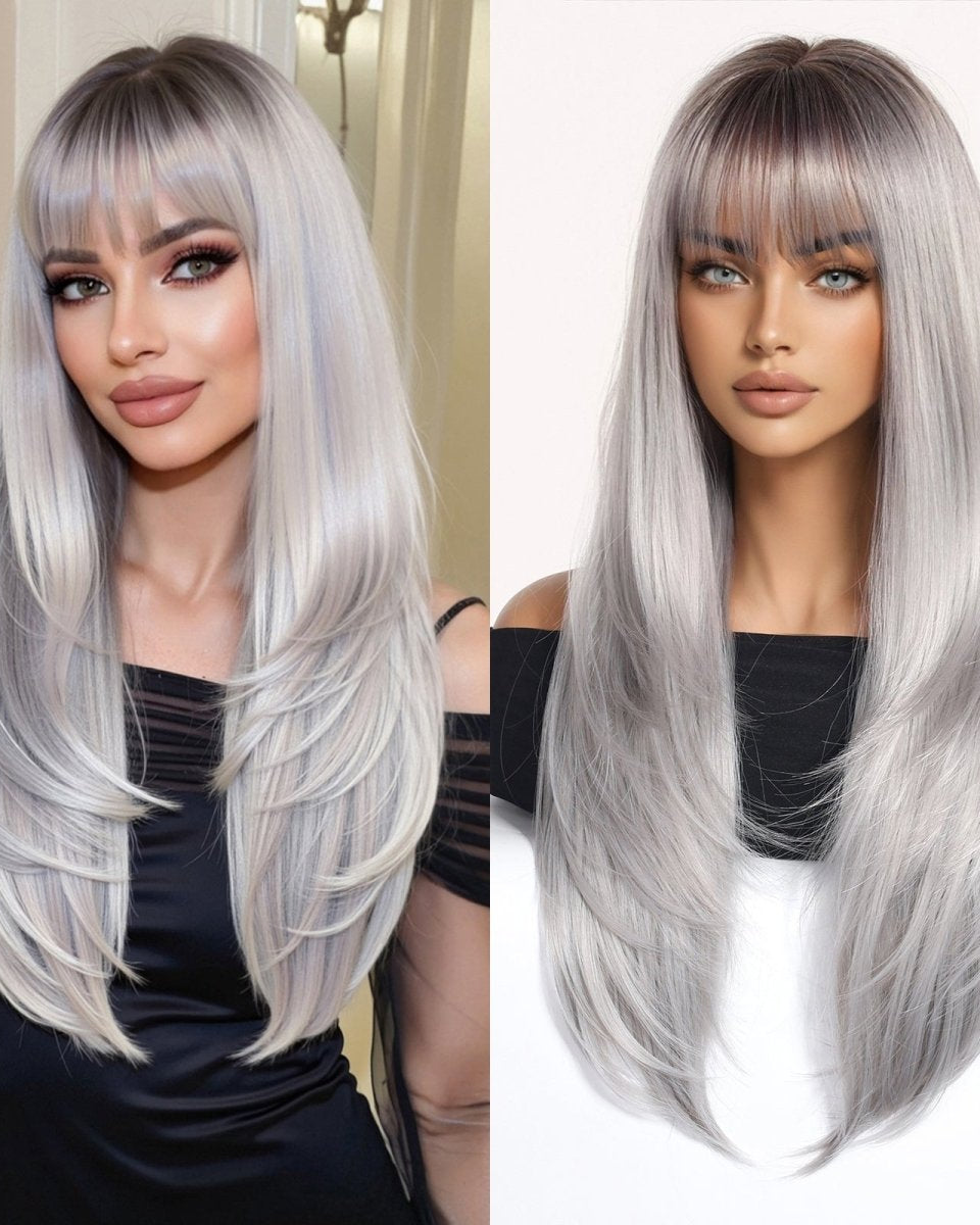 Silver - Gray With Darker Roots Wig - MARKETPLACE - Milk & Honey Wigs