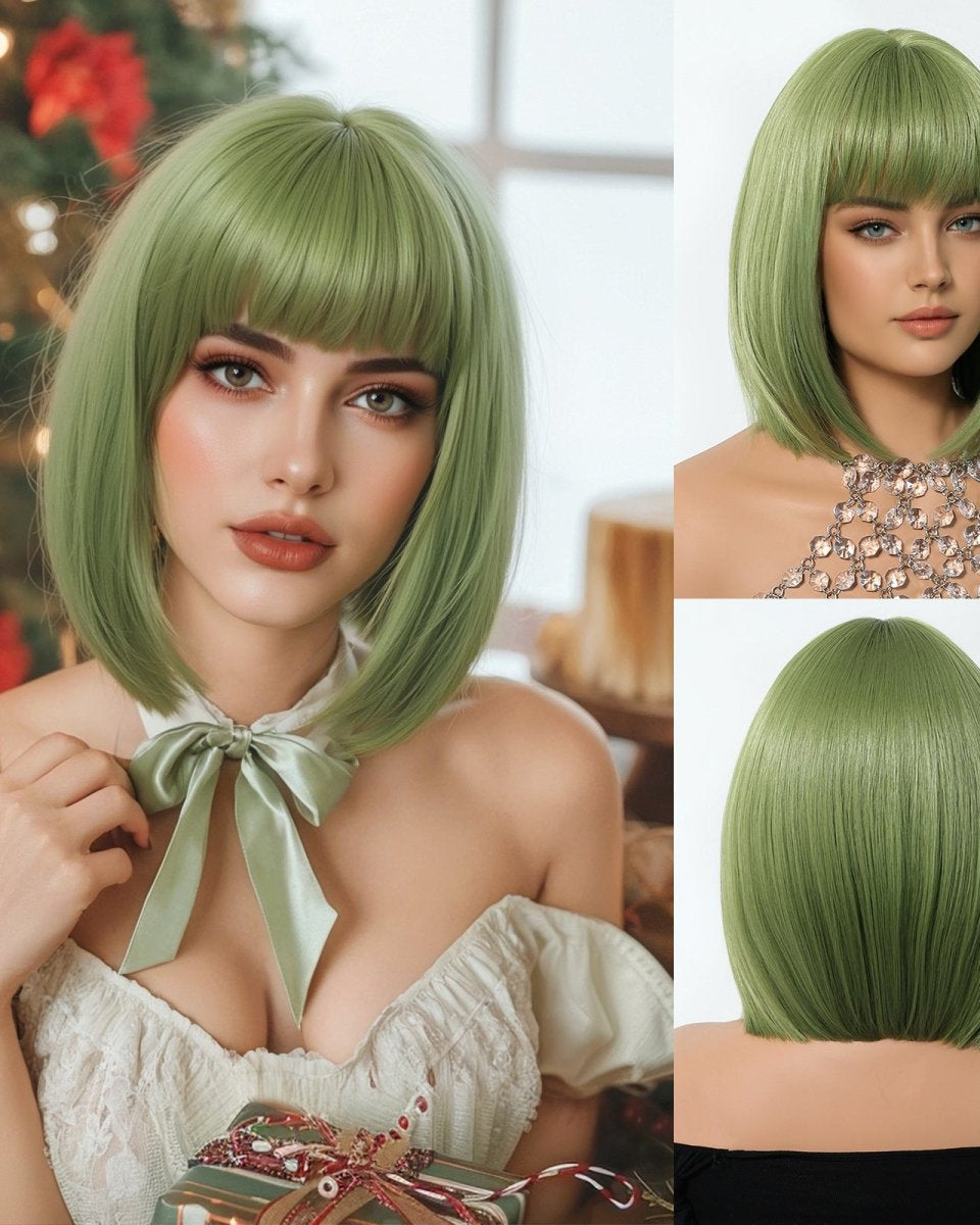 Sleek Olive Green Bob Wig - MARKETPLACE - Milk & Honey Wigs