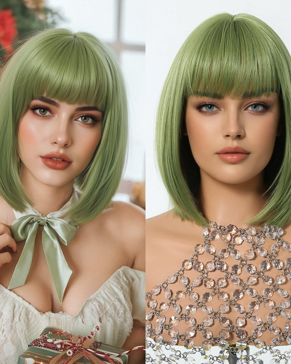 Sleek Olive Green Bob Wig - MARKETPLACE - Milk & Honey Wigs
