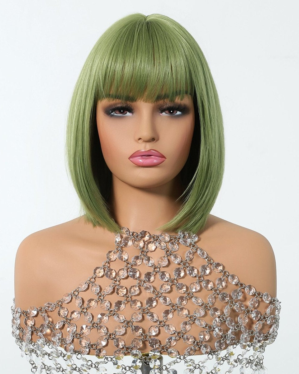 Sleek Olive Green Bob Wig - MARKETPLACE - Milk & Honey Wigs