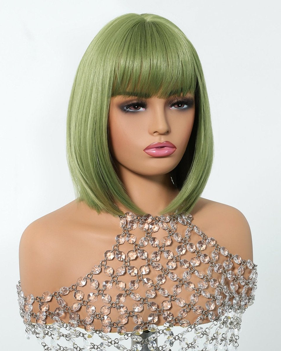 Sleek Olive Green Bob Wig - MARKETPLACE - Milk & Honey Wigs
