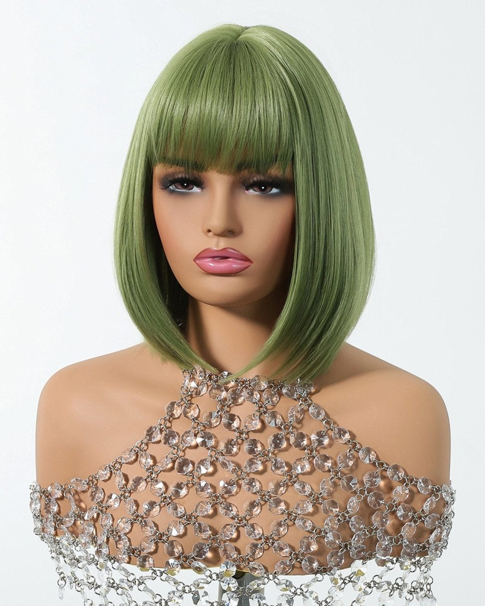 Sleek Olive Green Bob Wig - MARKETPLACE - Milk & Honey Wigs