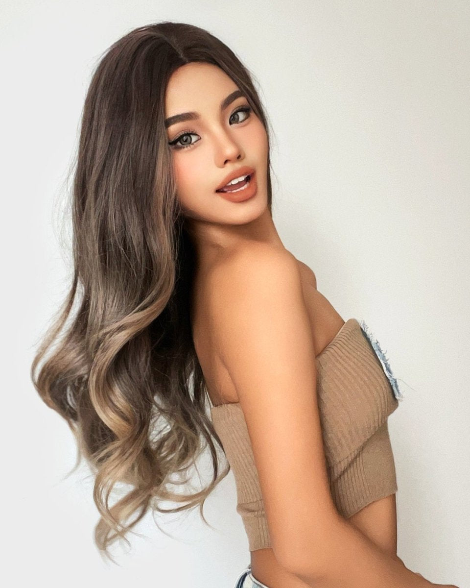 Soft Brown with Ash Blonde Highlights Wig - MARKETPLACE - Milk & Honey Wigs