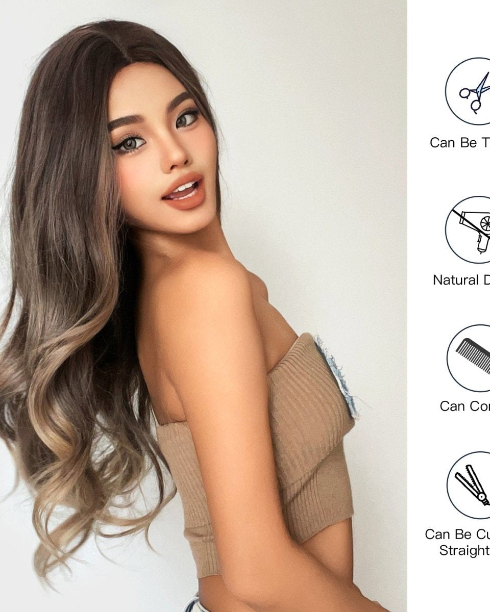 Soft Brown with Ash Blonde Highlights Wig - MARKETPLACE - Milk & Honey Wigs