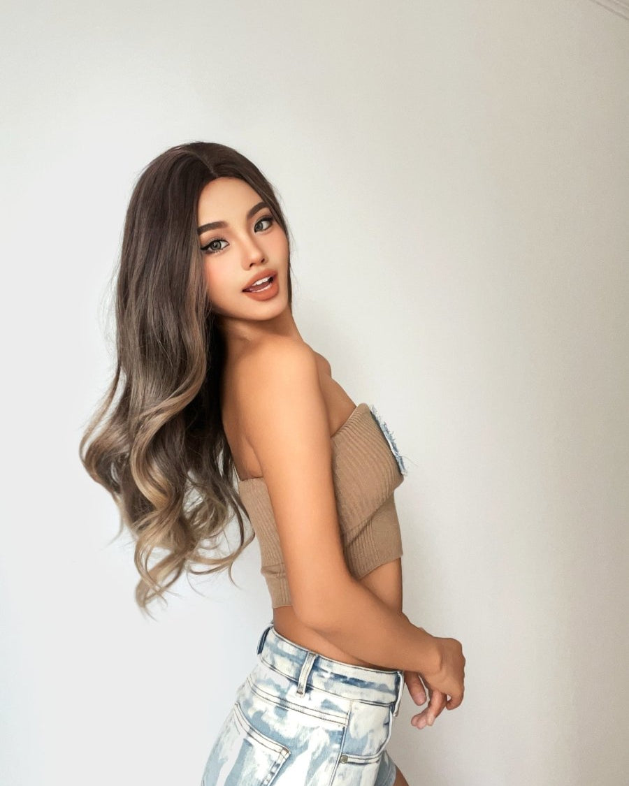 Soft Brown with Ash Blonde Highlights Wig - MARKETPLACE - Milk & Honey Wigs