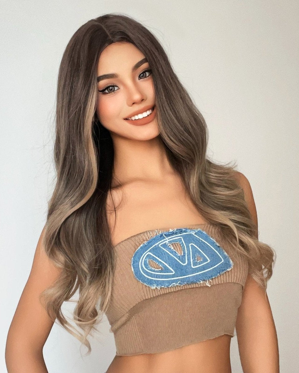 Soft Brown with Ash Blonde Highlights Wig - MARKETPLACE - Milk & Honey Wigs