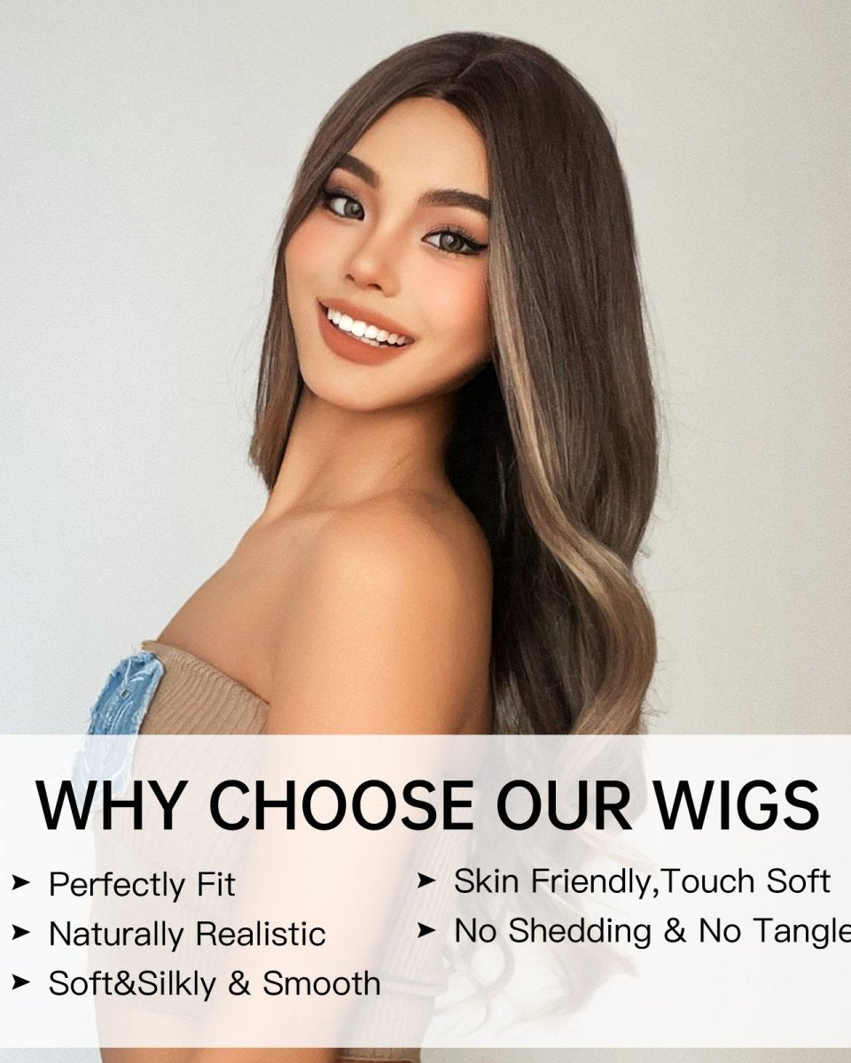 Soft Brown with Ash Blonde Highlights Wig - MARKETPLACE - Milk & Honey Wigs
