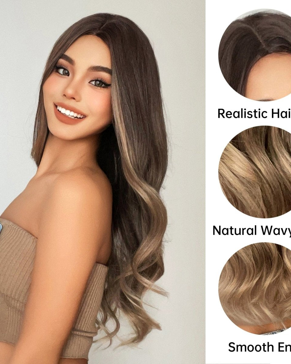Soft Brown with Ash Blonde Highlights Wig - MARKETPLACE - Milk & Honey Wigs