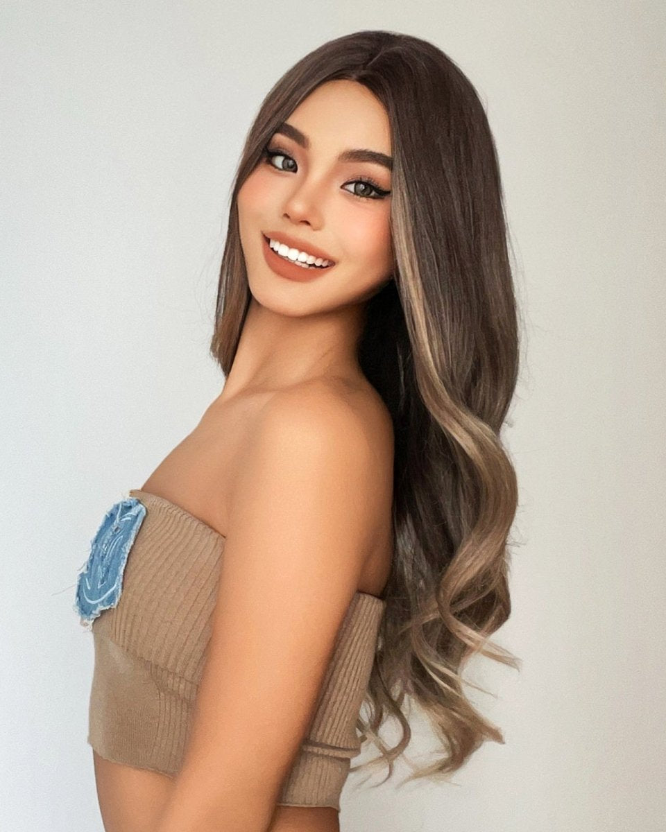 Soft Brown with Ash Blonde Highlights Wig - MARKETPLACE - Milk & Honey Wigs