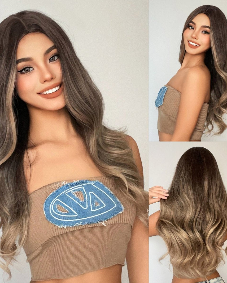 Soft Brown with Ash Blonde Highlights Wig - MARKETPLACE - Milk & Honey Wigs