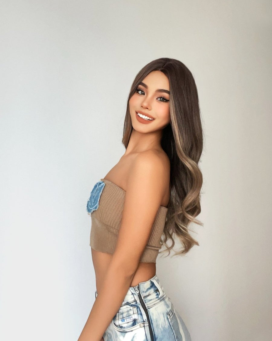 Soft Brown with Ash Blonde Highlights Wig - MARKETPLACE - Milk & Honey Wigs