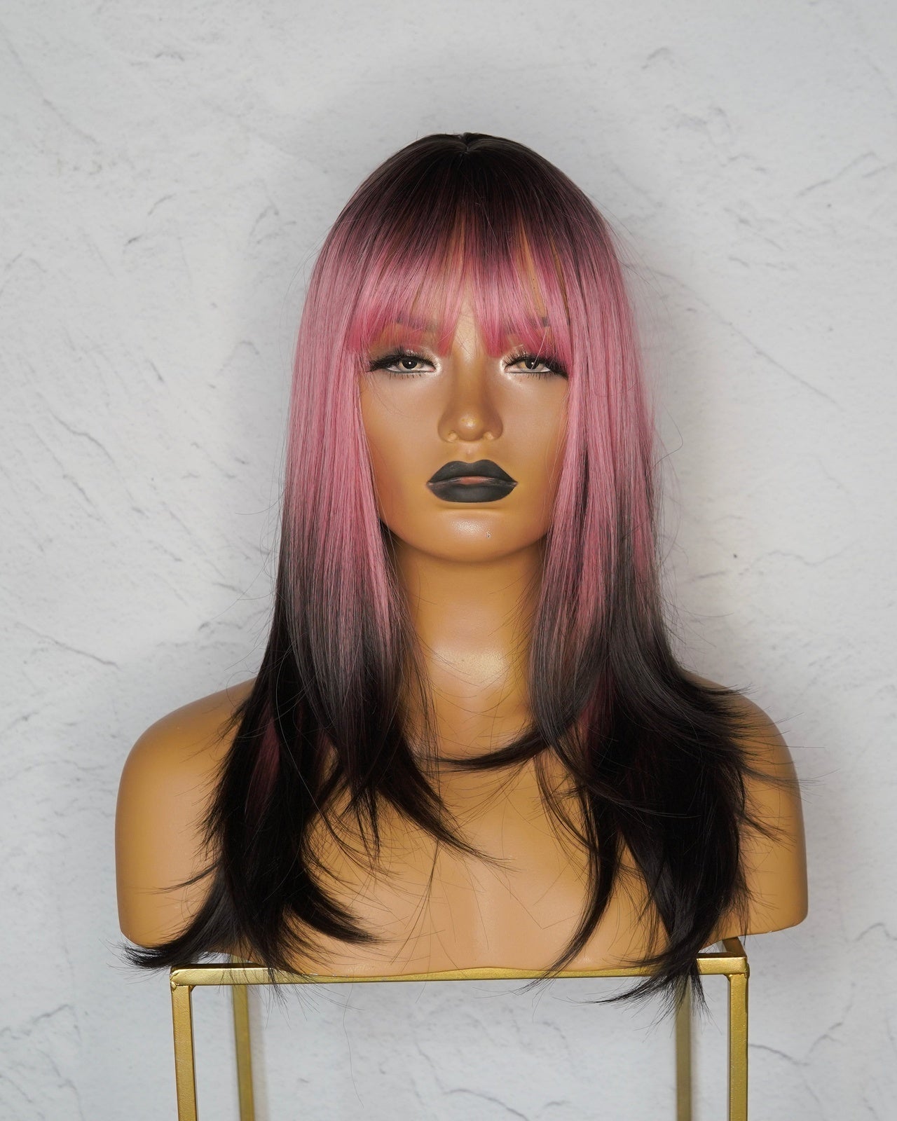 Sophia Ombre Pink Fringe Wig - Milk & Honey Wigs