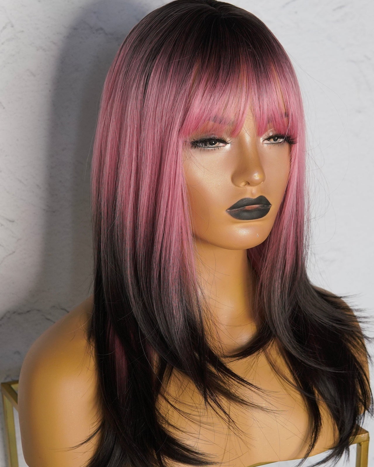 Sophia Ombre Pink Fringe Wig - Milk & Honey Wigs