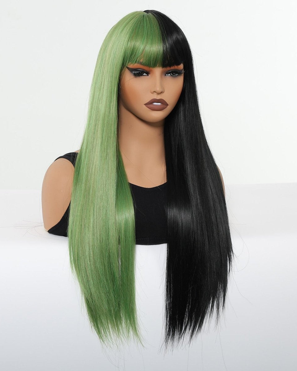 Split - Dye Black & Green with Full Fringe Wig - MARKETPLACE - Milk & Honey Wigs
