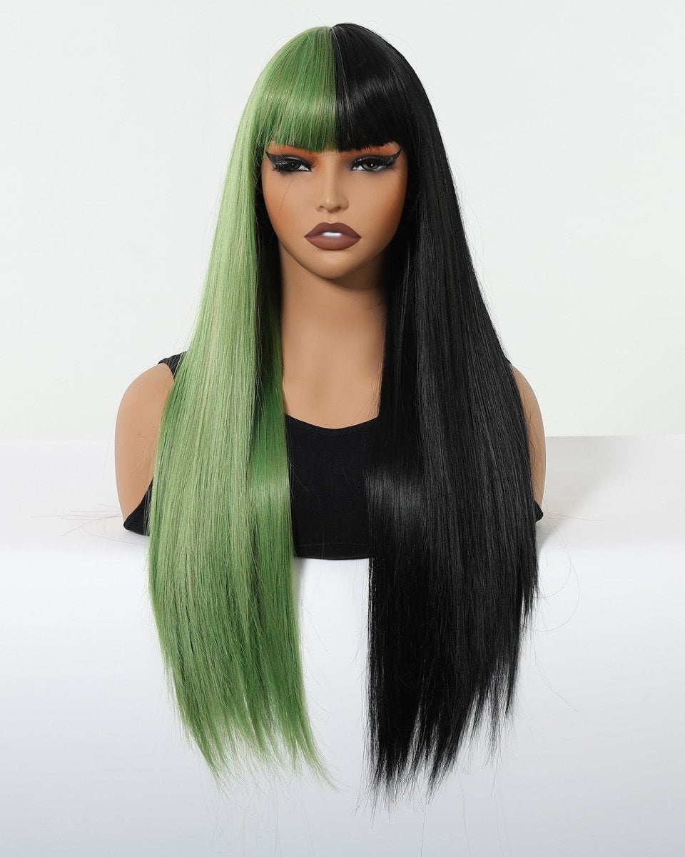 Split - Dye Black & Green with Full Fringe Wig - MARKETPLACE - Milk & Honey Wigs