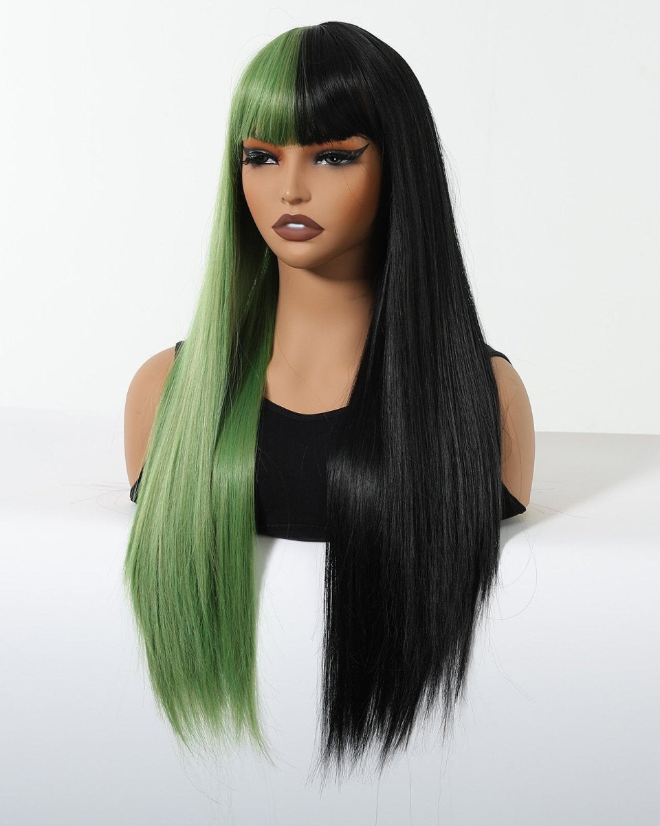 Split - Dye Black & Green with Full Fringe Wig - MARKETPLACE - Milk & Honey Wigs