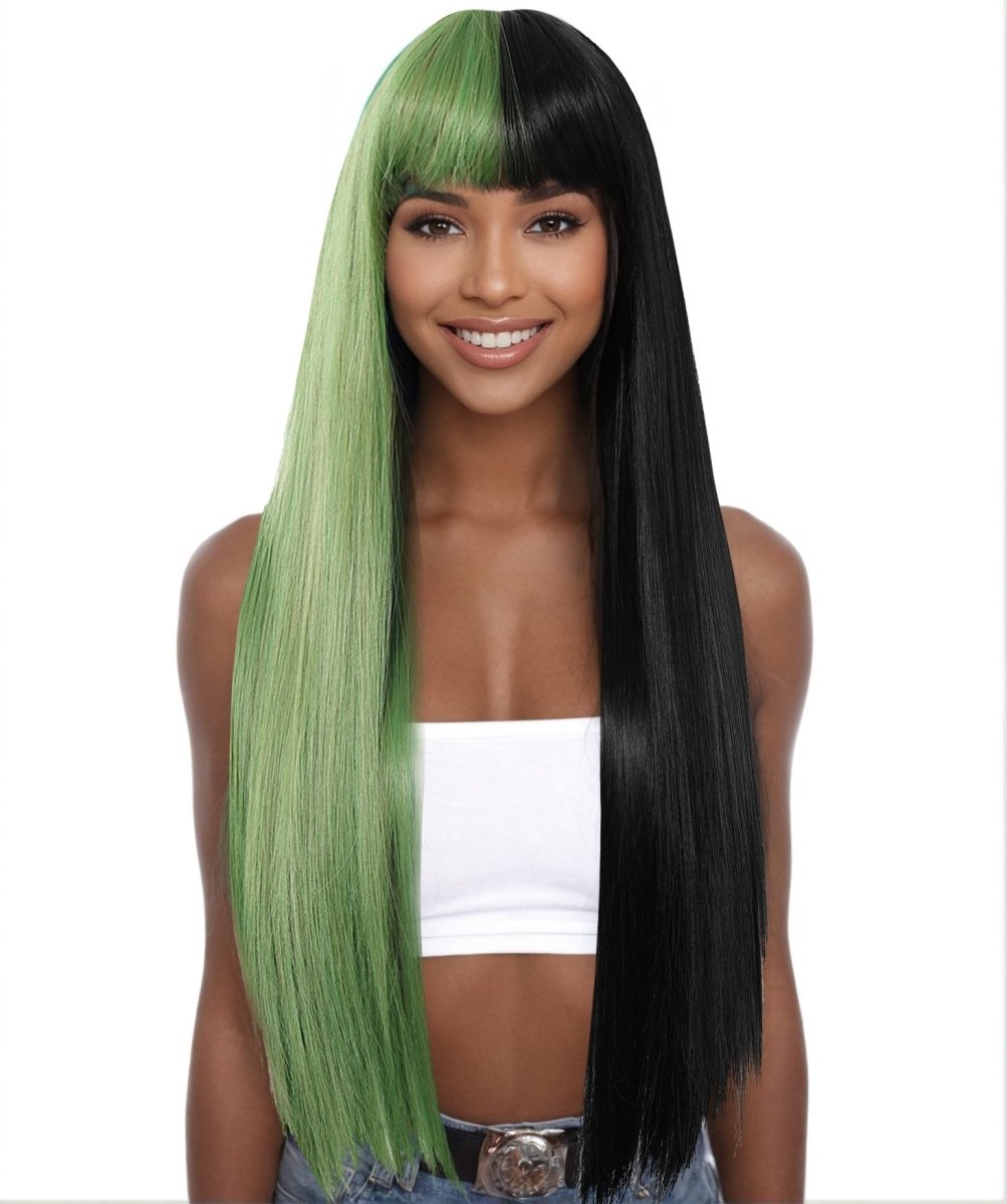 Split - Dye Black & Green with Full Fringe Wig - MARKETPLACE - Milk & Honey Wigs