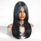 Teal Highlight Layered with Curtain Bangs Wig - MARKETPLACE - Milk & Honey Wigs