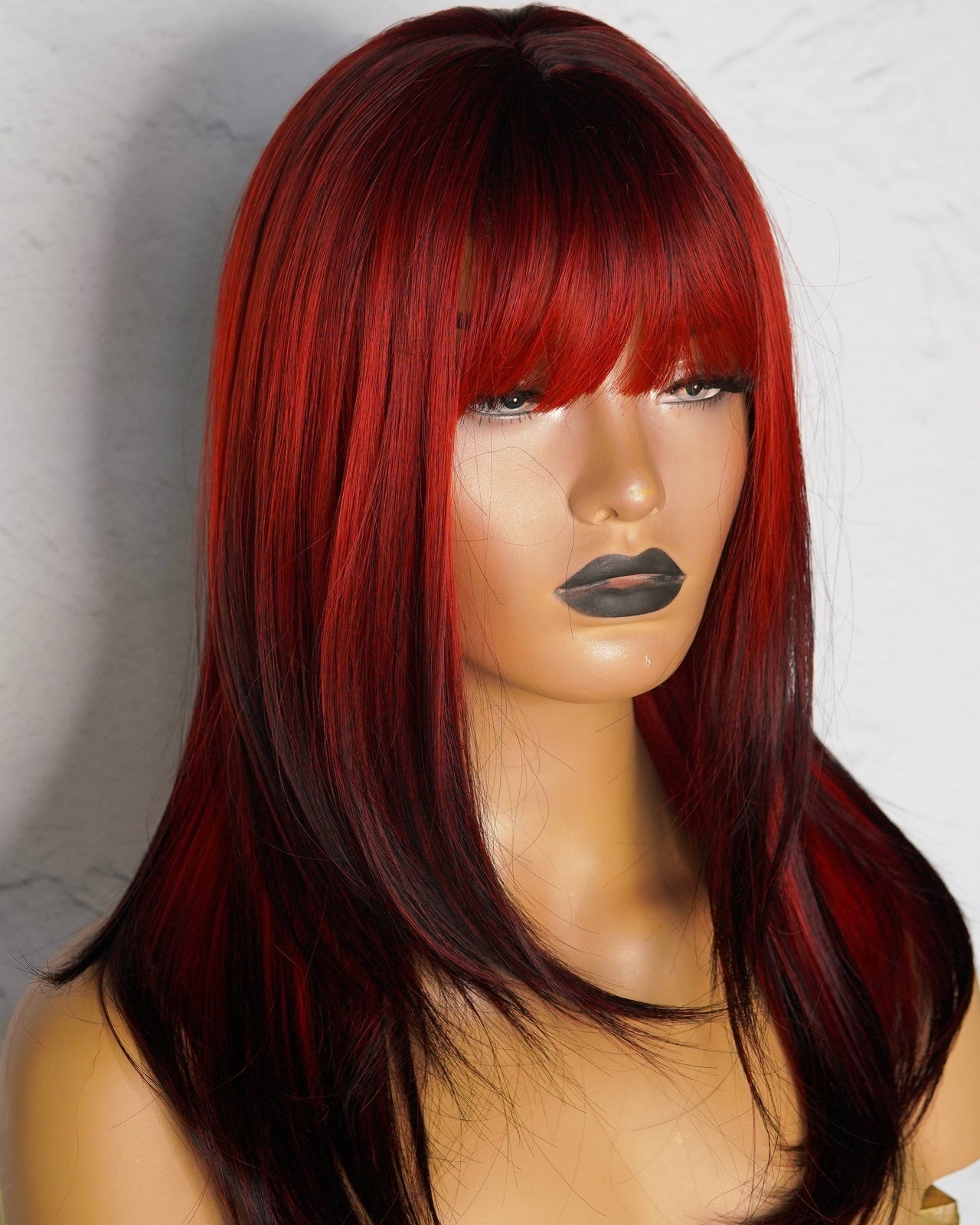 VALENTINA Ombre Red Fringe Wig - Milk & Honey Wigs