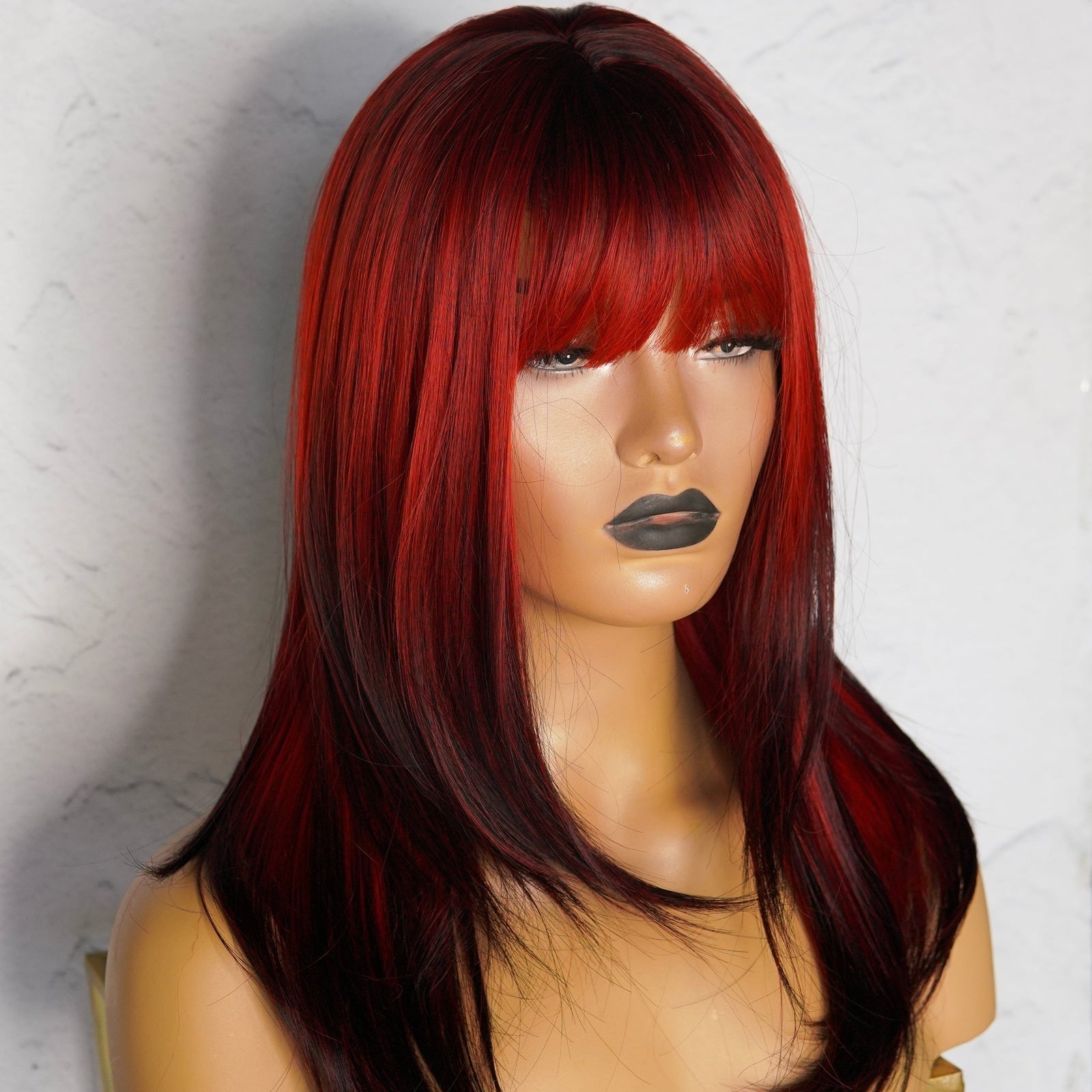 VALENTINA Ombre Red Fringe Wig - Milk & Honey Wigs