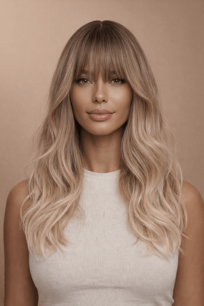 VIVIENE - Ombre Blonde - Fringe Wig | Blonde, 20 Inch, Fringe, Synthetic Hair | Milk & Honey Wigs