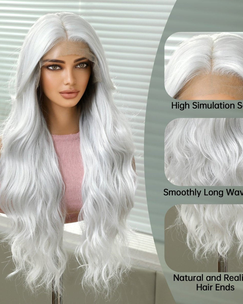 Wavy Long White Blonde 13x6 Lace Front Wig - MARKETPLACE - Milk & Honey Wigs
