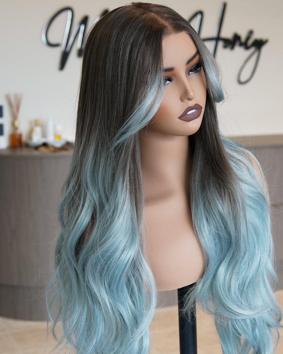 ZINA Teal Blue 13x6 Lace Front Wig - Milk & Honey Wigs