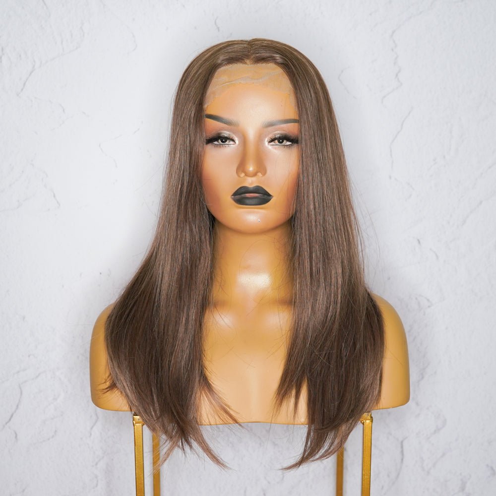 ZYPHER - Ash Brown - Lace Front Wig | Brown, 16 Inch, 13x6 Lace Front, Synthetic Hair | Milk & Honey Wigs
