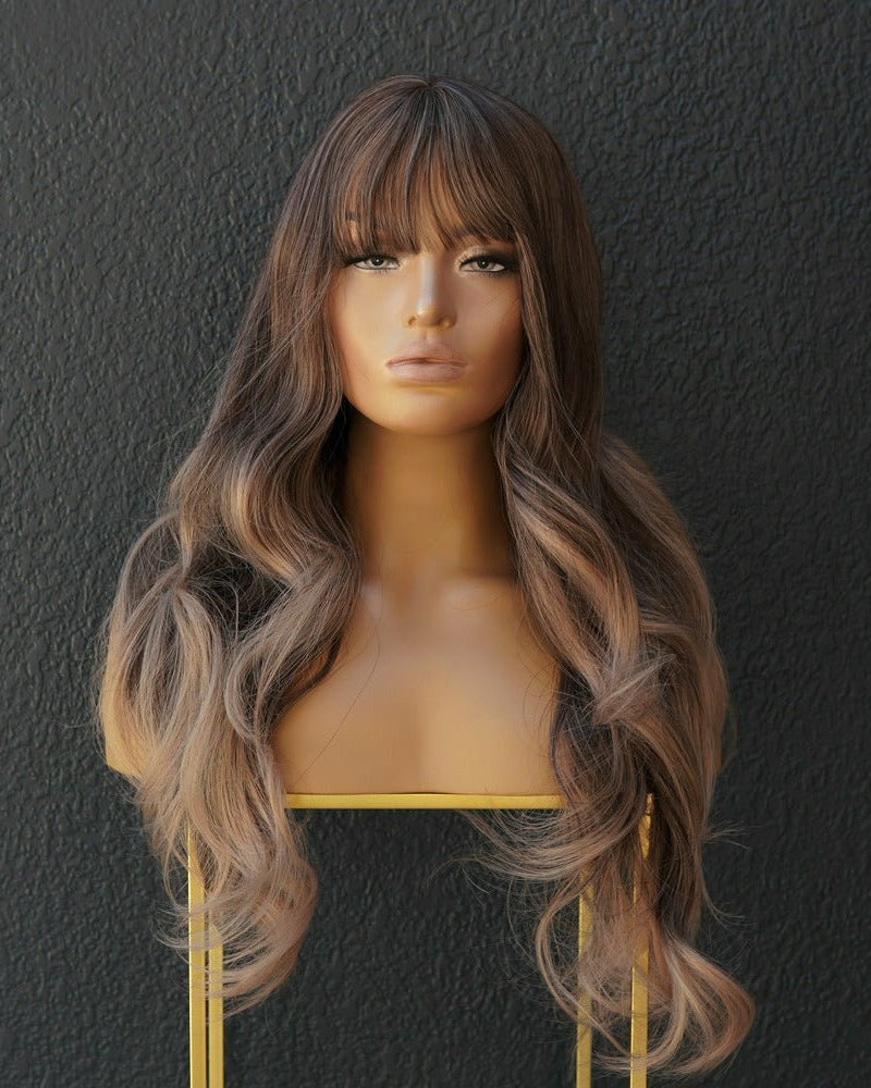 ADELE Ombre Brown Fringe Wig - Milk & Honey Wigs