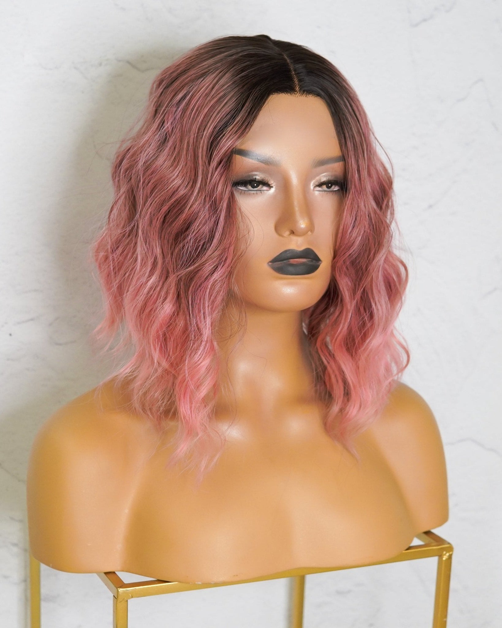 ALESSANDRA Ombre Pink Bob Lace Front Wig - Milk & Honey Wigs