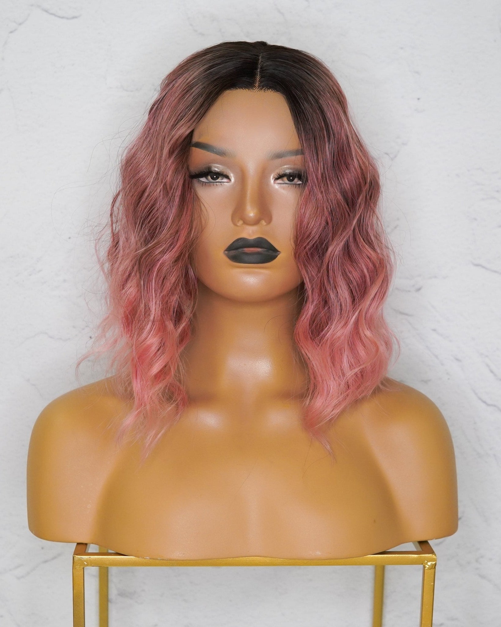 ALESSANDRA Ombre Pink Bob Lace Front Wig - Milk & Honey Wigs