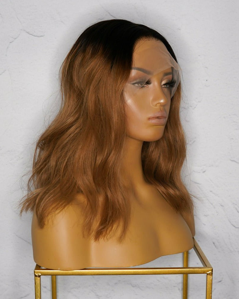 ANEESHA Brown Ombre Human Hair Lace Front Wig - Milk & Honey Wigs