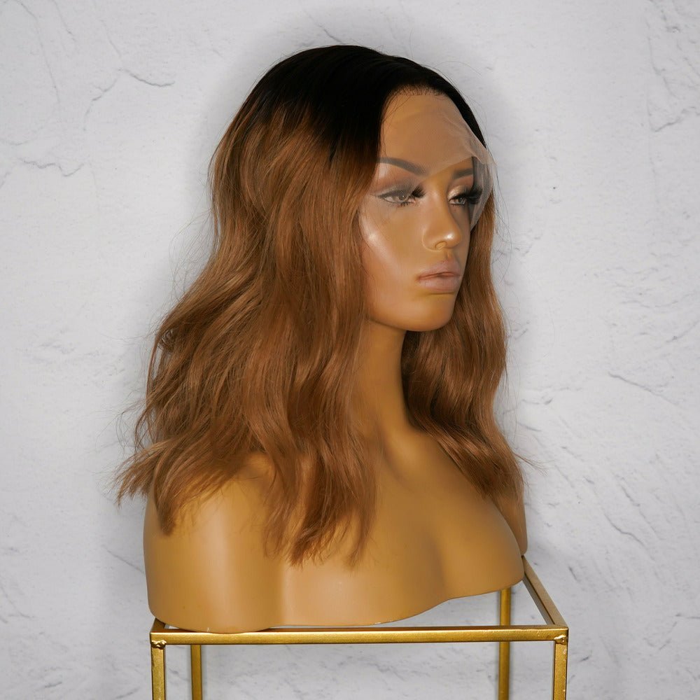 ANEESHA Brown Ombre Human Hair Lace Front Wig - Milk & Honey Wigs