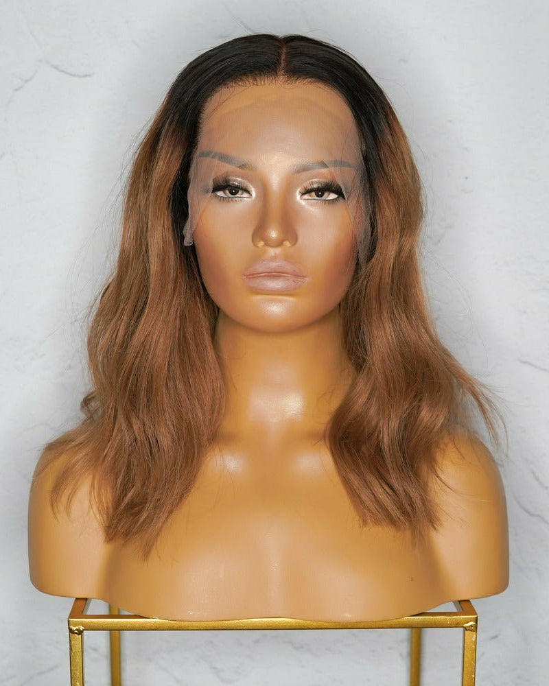 ANEESHA Brown Ombre Human Hair Lace Front Wig - Milk & Honey Wigs
