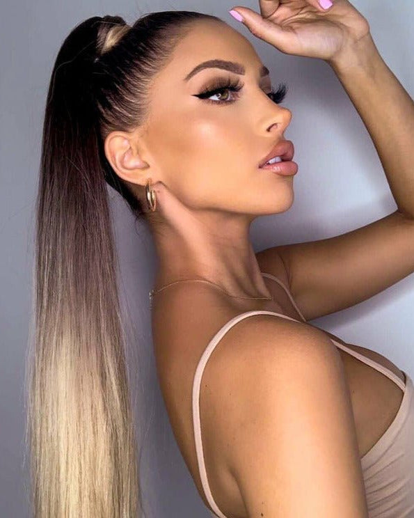 APRYL Synthetic 26” Ombre Straight Ponytail - Milk & Honey Wigs