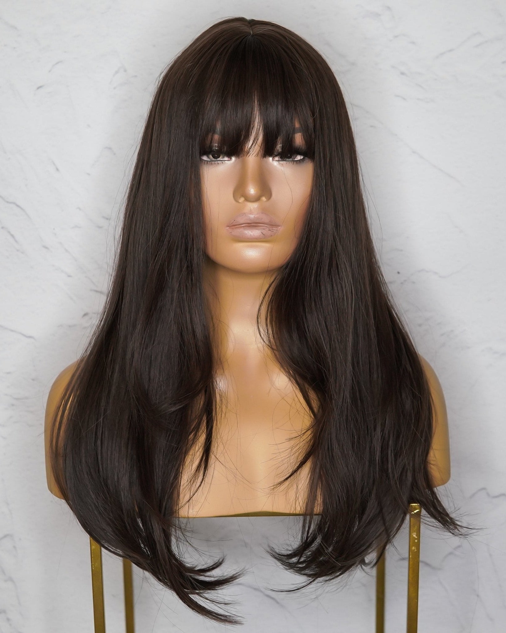 ASHLEY Dark Brown Fringe Wig - Milk & Honey Wigs