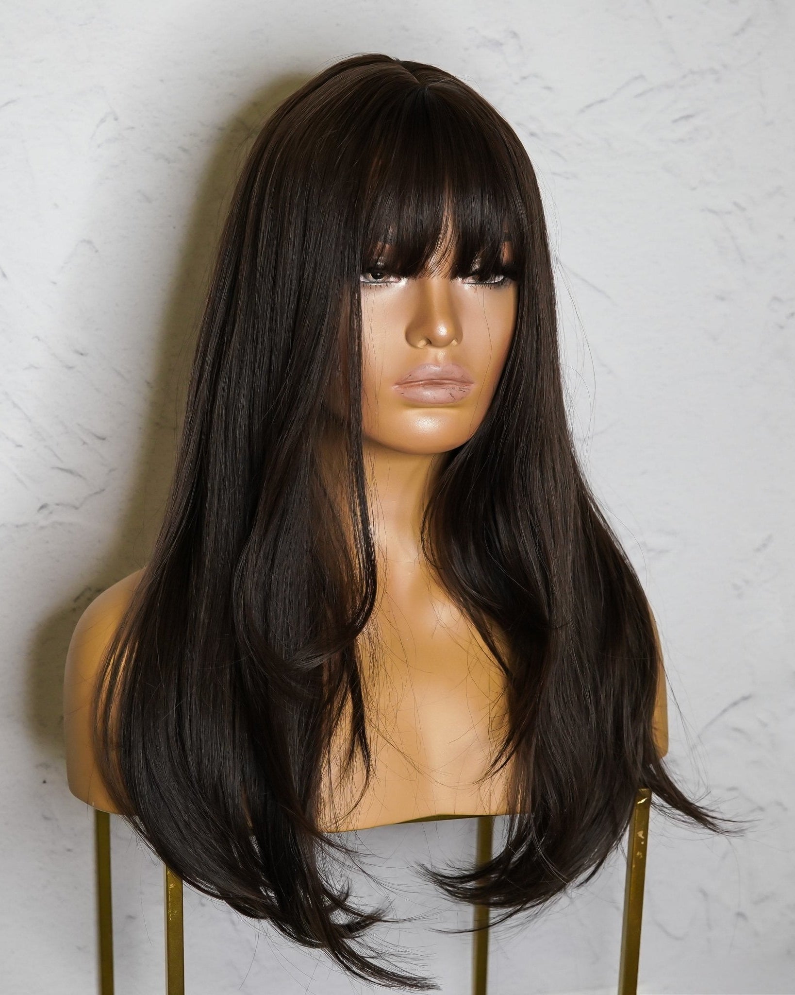 ASHLEY Dark Brown Fringe Wig - Milk & Honey Wigs