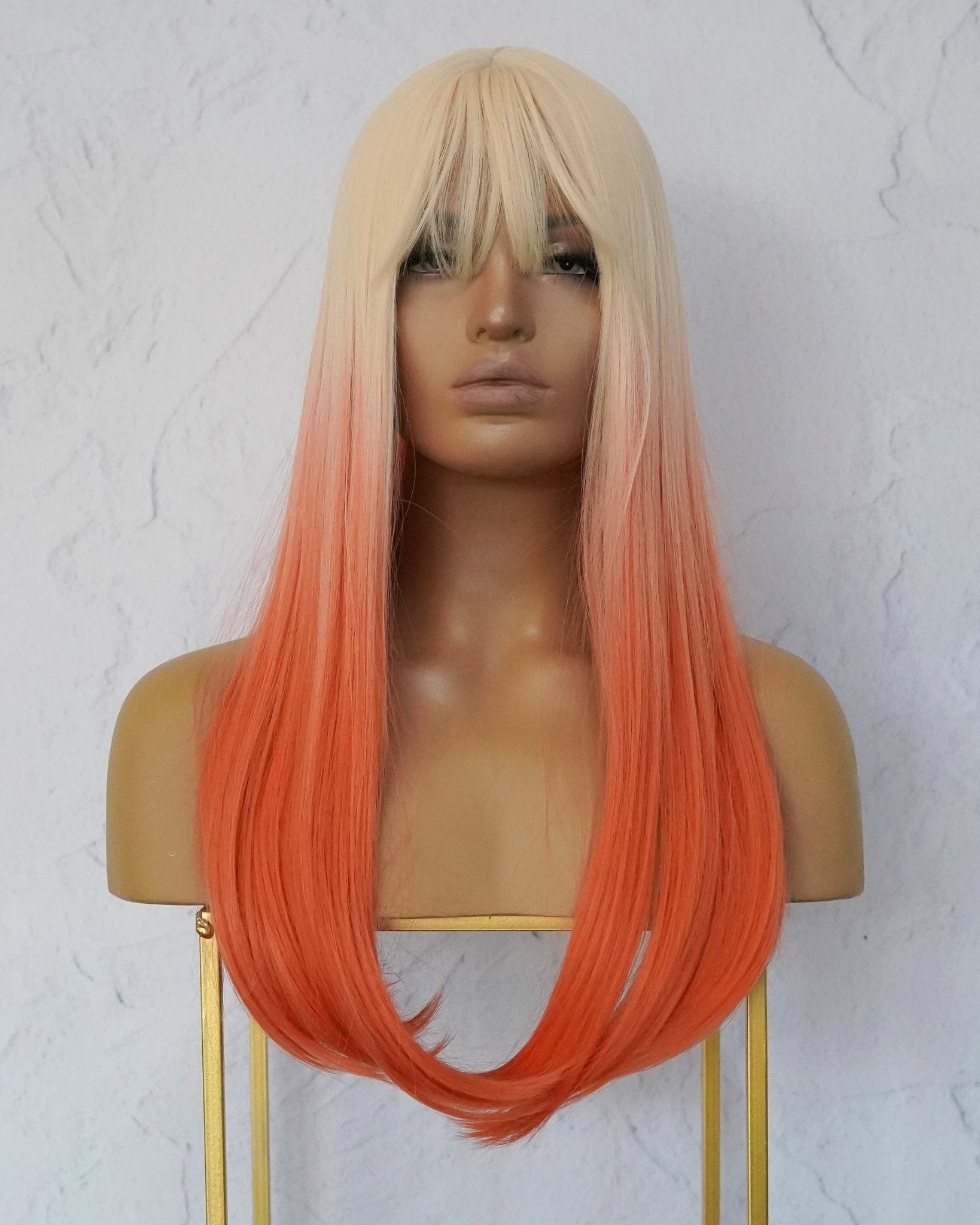 ASHLEY Ombre Peach Fringe Wig - Milk & Honey Wigs