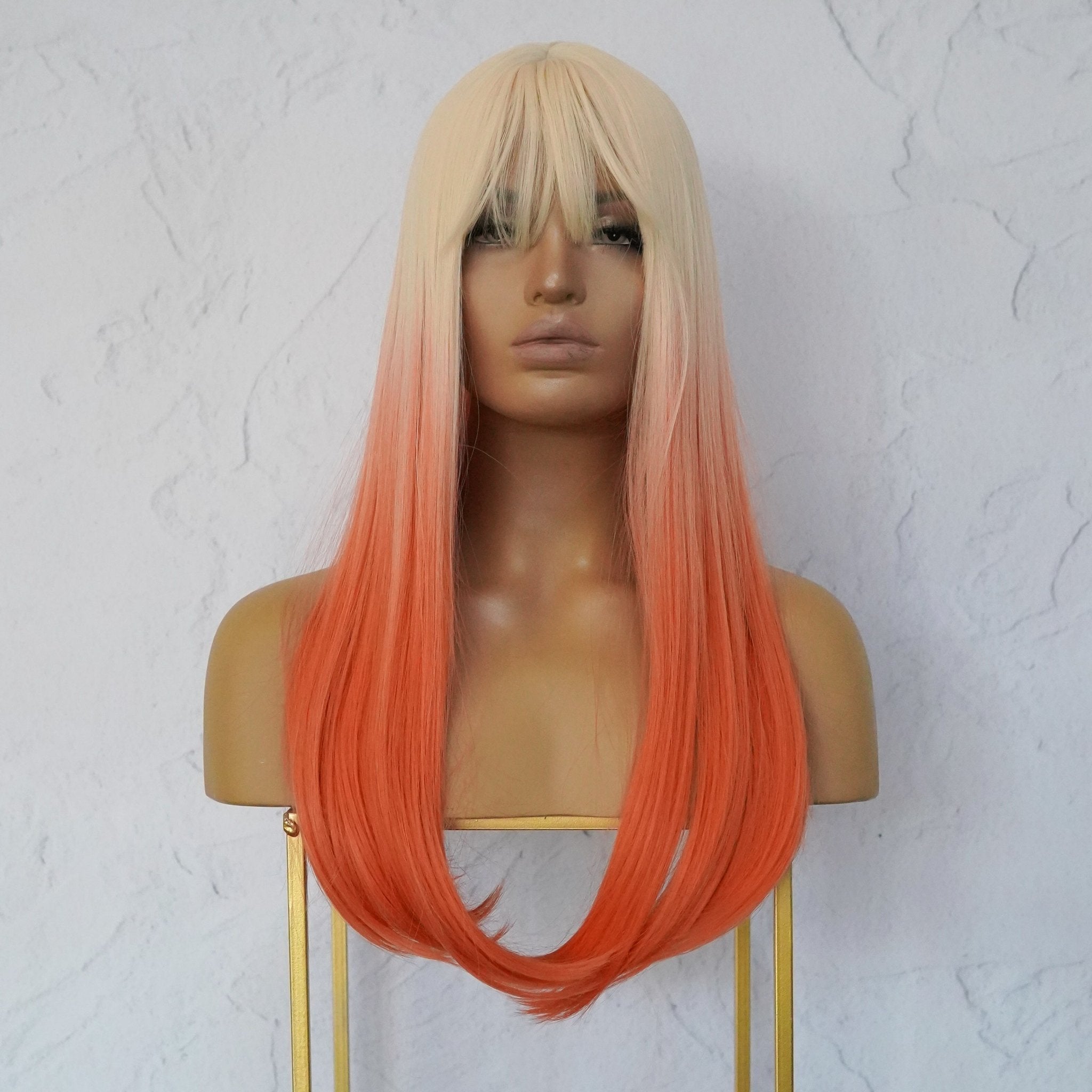ASHLEY Ombre Peach Fringe Wig - Milk & Honey Wigs