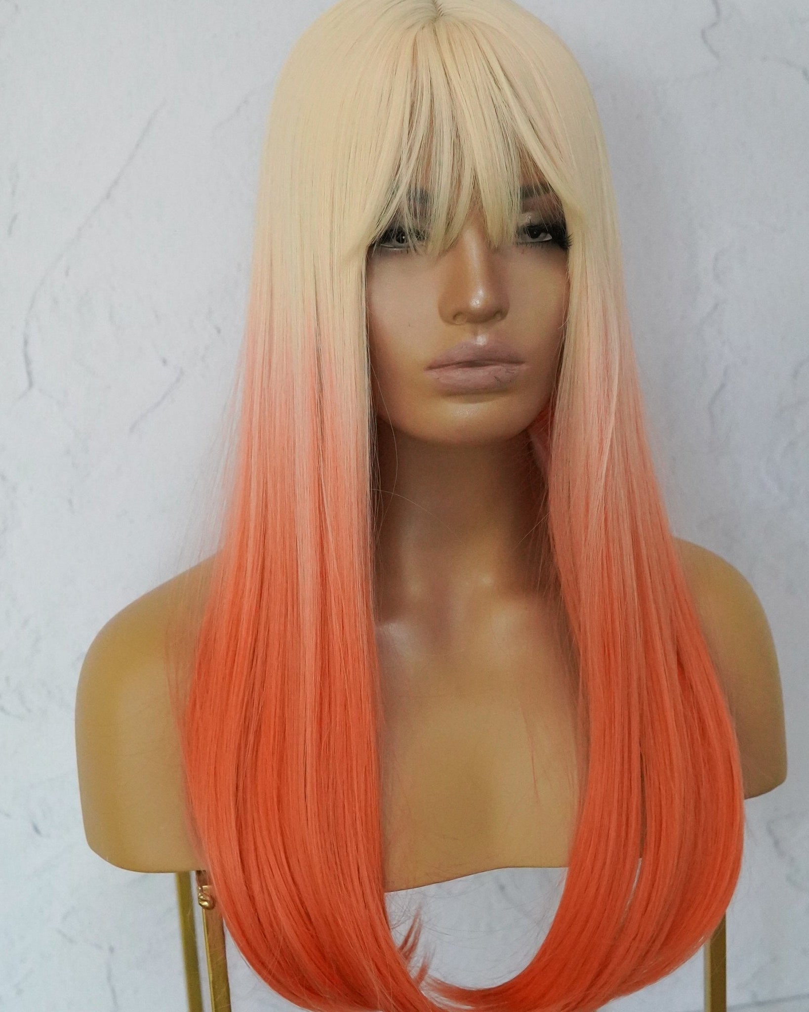 ASHLEY Ombre Peach Fringe Wig - Milk & Honey Wigs